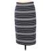 Ann Taylor LOFT Casual Pencil Skirt Knee Length: Blue Stripes Bottoms - Women's Size Small