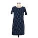 J.Jill Casual Dress - Shift: Blue Polka Dots Dresses - Women's Size 6 Petite
