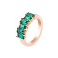 Ring Wedding, Green Wedding Ring 9K Rose Gold Size H 1/2 Emerald Lab Created Emerald Channel Band for Women Anniversary Men's Wedding Ring