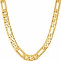 LIFETIME JEWELRY Beveled Figaro Chain Necklaces for Women and Men 24k Real Gold Plated (6.5mm, 8mm, 9.5mm & 11mm), 22", Gold Plated, No Gemstone