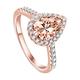 HAODUOO Rose Gold Diamond Rings For Women, Pear Shaped Inlaid Cubic Zirconia Halo Engagement Rings Promise Eternity Ring Wedding Bands Size 5-11 (Color : Rose Gold, Size : 10)