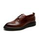 Ninepointninetynine Oxford Formal Shoes for Men Lace Up Pointed Apron Toe Burnished Toe Shoes Leather Rubber Sole Slip Resistant Anti-Slip Party (Color : Brown, Size : 6.5 UK)