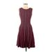BCBGMAXAZRIA Casual Dress - A-Line: Burgundy Argyle Dresses - Women's Size X-Small
