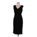 White House Black Market Casual Dress - Sheath V-Neck Sleeveless: Black Print Dresses - New - Women's Size 8 Petite