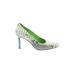 ISAAC Heels: Slip-on Stiletto Feminine Green Snake Print Shoes - Women's Size 7 1/2 - Pointed Toe