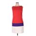 AB Studio Casual Dress - Sheath High Neck Sleeveless: Red Color Block Dresses - Women's Size 16