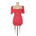 Fashion Nova Cocktail Dress - Mini Sweetheart 3/4 sleeves: Red Print Dresses - New - Women's Size X-Large