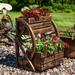 Wagon Wheel 2-Tier Rustic Wood Plant Stand