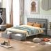 Grey Queen Size Platform Bed With 2 Drawers