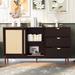 Classic Design 2-Door Storage Cabinet With 3-Drawers And Metal Handles,Large Storage Space,Versatile Usage