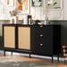 2-Door Storage Cabinet With 3-Drawers And Metal Handles