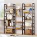 Triple Wide 5/6-Shelf Corner Bookcase Industrial Vintage Wood Style Large Open Bookshelves - 5 Tier