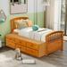 Twin Size Platform Storage Bed Solid Wood Bed With 6 Drawers