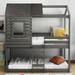 Twin Over Twin Gray Wood Bunk Bed with Roof, Window, Guardrail, Ladder - Inspired by Playhouse Desing