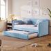 Elegant Upholstered Daybed Sofa Bed Twin Size with Additional Trundle Bed - Solid & Robust, Space-saving