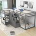 Twin Over Twin L-Shaped Bunk Bed with Integrated Staircase - Space Saving, White Finish, Four Beds in One Frame