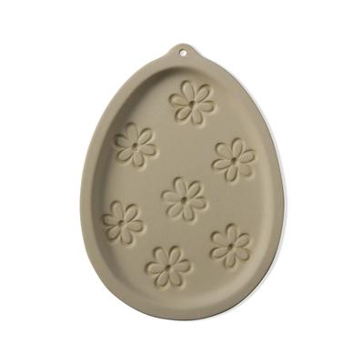 Easter Egg Shaped Floral 6" Earthenware Clay Easter Cookie Mold Keepsake