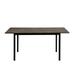 63" L Extendable Dining Table, Removable Self-Storing Leaf, Grey wood table & white legs