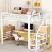 Full Size Modern Metal Loft Bed With Desk,Storage Staircase And Small Wardrobe,Sturdy Frame,Kids Bedroom Sets
