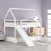 House Shaped Twin Over Twin Size Bunk Bed with Slide and Ladder - Solid Wood Construction - Slats Not Included for Bottom Bed