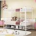 Twin Over Twin Metal Bunk Bed with A Storage Rack and Safety Guardrail, can Be Converted Into Two Beds