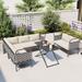 Nestfair 5-Piece Modern Patio Sectional Sofa Set with Glass Table and Cushions