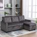 L-shaped Reversible Sectional Storage Sleeper Sofa Bed, Skin-Feeling Velvet Fabric Sofa with 2 Seat Sectional Chaise, DARK GREY