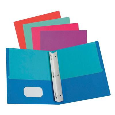 Oxford Twisted 2-Pocket Folder w/Fasteners, Assorted Colors, Pack of 50