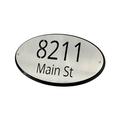 Montague Metal Products Inc. Classic Oval Floating Mount Two Line Oval Wall Plaque Metal in White/Black | 13.75 H x 8.25 W x 0.08 D in | Wayfair