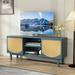 Bay Isle Home™ Ademiposi 58” Media Console w/ Rattan Doors for 55/60/65 inch TV Wood in Blue | 24.5 H x 58 W x 16 D in | Wayfair