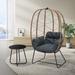 Dakota Fields Jorden Standing Egg Chair w/ Side Table & Cushions Metal/Wicker/Rattan | 58 H x 36.6 W x 27 D in | Outdoor Furniture | Wayfair