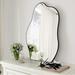 Wrought Studio™ Asymmetrical Black Wall Mirror (20"X28") w/ Irregular Wood Frame - Stylish Decorative Mirror For Bedroom, Living Room | Wayfair