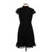 Adrianna Papell Casual Dress - A-Line Mock Short sleeves: Black Solid Dresses - Women's Size 10