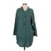 L Love Casual Dress - Shirtdress: Teal Solid Dresses - New - Women's Size Small