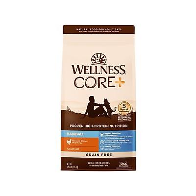 Wellness CORE+ Hairball Chicken Grain-Free Natural Dry Cat Food, 4.75-lb bag