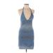 Casual Dress - Mini Halter Sleeveless: Blue Dresses - Women's Size Medium