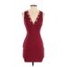 Lush Casual Dress - Party Plunge Sleeveless: Burgundy Solid Dresses - Women's Size Small