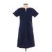 Uniqlo Casual Dress - A-Line V-Neck Short sleeves: Blue Solid Dresses - Women's Size Small