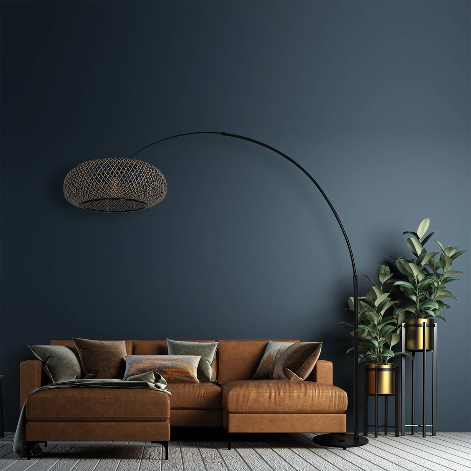 Steinhauer Bogenlampe Sparkled Light, schwarz, für Wohn- / Esszimmer, Metall, Skandinavisch, Stehlampe