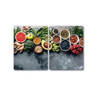 Herdabdeckplatten healthy food, 2er-Set, Glas Kesper