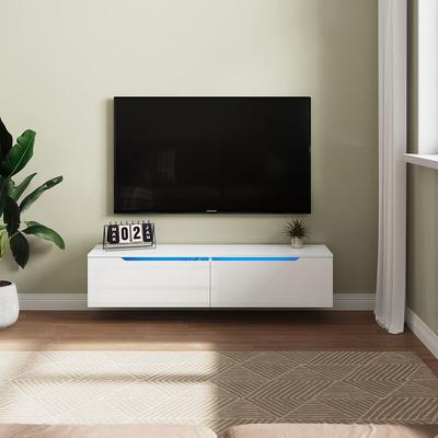 1800mm TV-Lowboard 2 Türen Moderner hochglänzender hängender TV-Schrank mit Umgebungslicht für Image