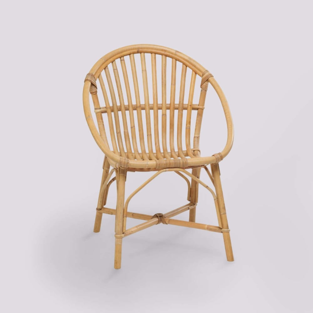 Fauteuil en rotin beige vintage