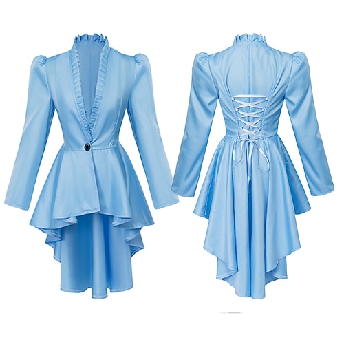 Punk Gothic Mittelalterlich Renaissance Mantel Cosplay Kostüm Trenchcoat Hexe Gothic Mädchen Einfarbig Kostüm Damen königlich Steampunk Walpurgisnacht Halloween Karneval Maskerade Veranstaltung Image