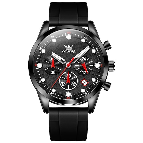 2024 Neue Olevs Marke Herren Uhren Chronograph Kalender 24-Stunden-Anzeige Quarz Uhr Drei Augen Sechs Hände Wasserfest Sport Herren Armbanduhr Image
