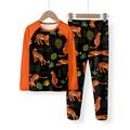 Boys 3D Tiger Pajama Set Long Sleeve 3D Print Fall Winter Fashion Cool Daily Polyester Kids 3-12 Years Crew Neck Home Causal Indoor Regular Fit