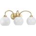 Progress Lighting 217045 - 3 Light 120 volt Vintage Gold Vanity Opal Glass Light Fixture (CARISA THREE-LIGHT VINTAGE GOLD BATH (P300086-078))