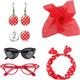 Festival Party Cosplay Retro 1950s Outfit Polka Dot Earrings Earrings Headband Glasses Set