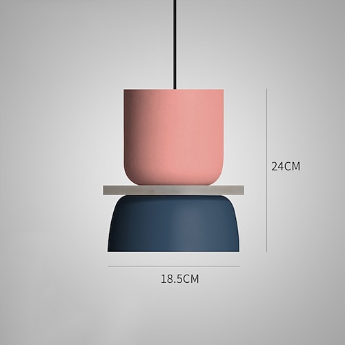 Nordische Moderne Pendelleuchte Kreative Macaron Farbe Barn Design Mid Century Hängelampe mit Aluminium Schirm Vintage Industrieller Kronleuchter Schlafzimmer Bunte Decken Pendelleuchten 110-240V Image
