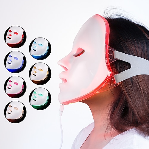 LED-Gesichtmaske Schönheits-Hautverjüngung Photonlicht 7 Farben Maskentherapie Falten Akne Hautstraffung Werkzeug für Gesichtsmaschine Valentinstagsgeschenk Image