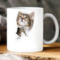 Tazza con gattini con stampa 3D, tazza da caffè in ceramica con gatti, tazze con gatti novità 3D, tazza da caffè per amanti dei gatti, tazza per club di gatti, tazza in ceramica bianca, regali per uomini e donne
